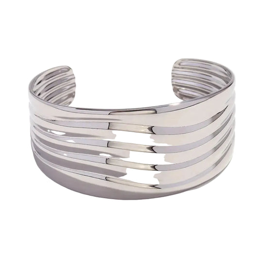 Pulseira em Aço Inoxidável Padrão de Onda