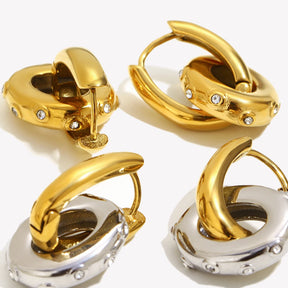 Ebbelle Trendy Pequeno Oval Clear Zircon Hoop Brincos Mulheres 18K Banhado A Ouro Joias de Aço Inoxidável Joias de Orelha para Meninas