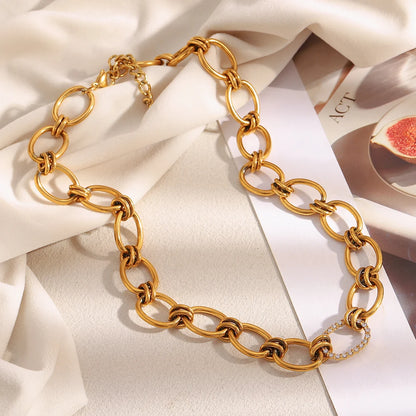 Ebbelle alta qualidade aço inoxidável exagerado artesanal zircão círculo colar 18k banhado a ouro moda feminina jóias