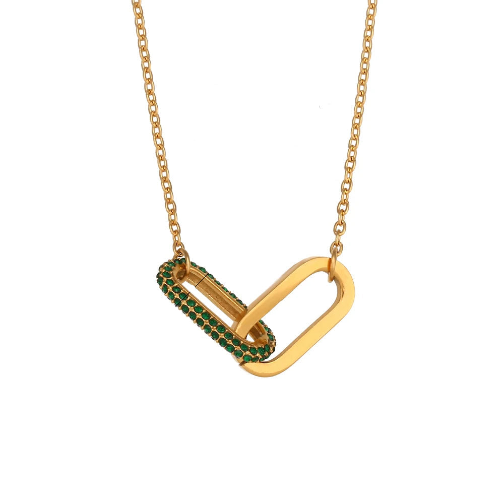 Colar Luxuoso com Pingente de Strass em Aço Inoxidável