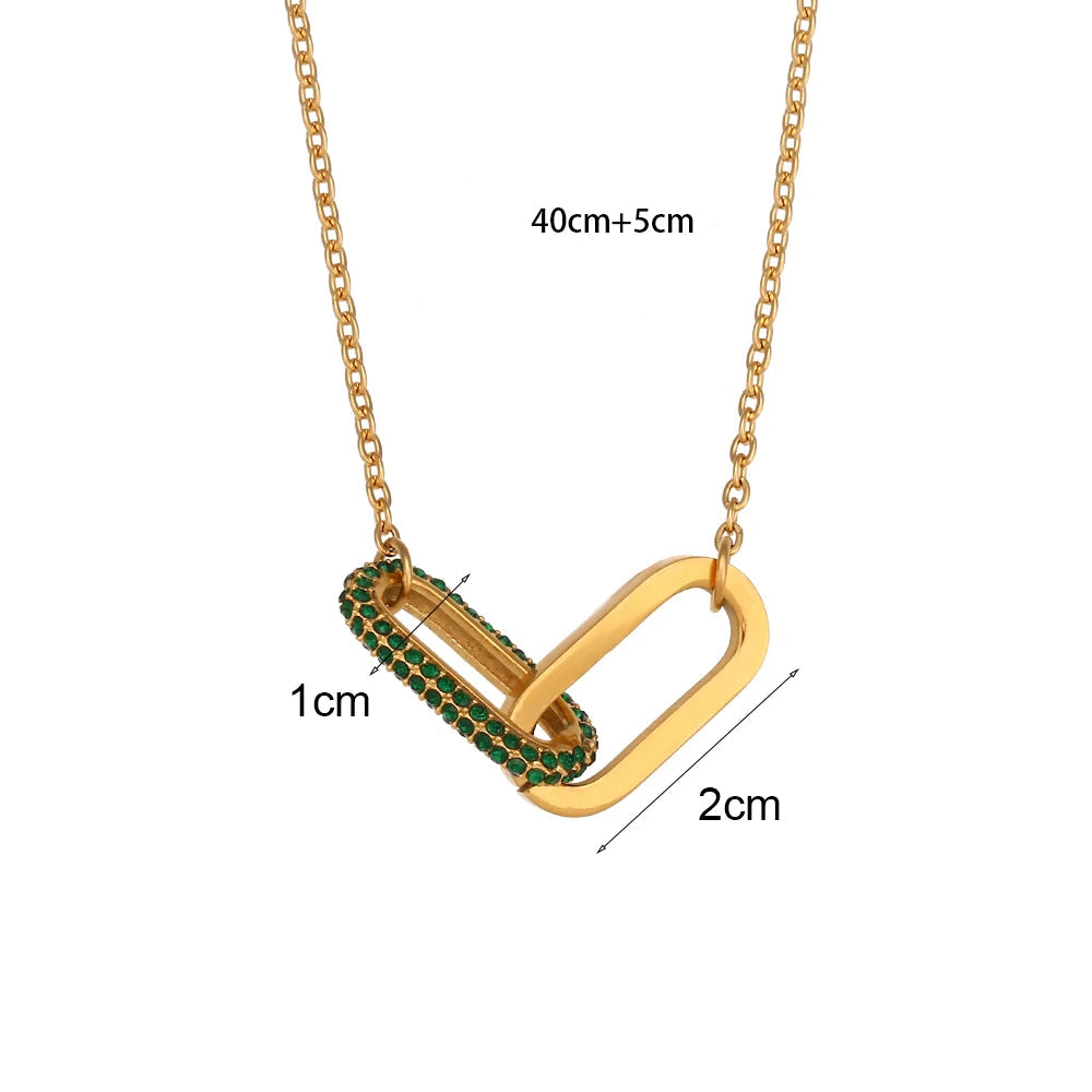 Colar Luxuoso com Pingente de Strass em Aço Inoxidável