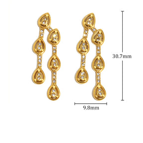 Ebbelle Design Criativo Zircão Waterdrop Brinco 18K Banhado A Ouro Aço Inoxidável À Prova D 'Água Moda Feminina Orelha Jóias