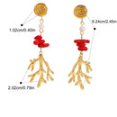 Brincos Elegantes de Coral Vermelho e Pérola