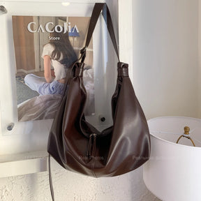 Leftside design de alta capacidade couro do plutônio hobo axilas sacos senhora inverno bolsa ombro para as mulheres 2025 luxo cor sólida bolsas