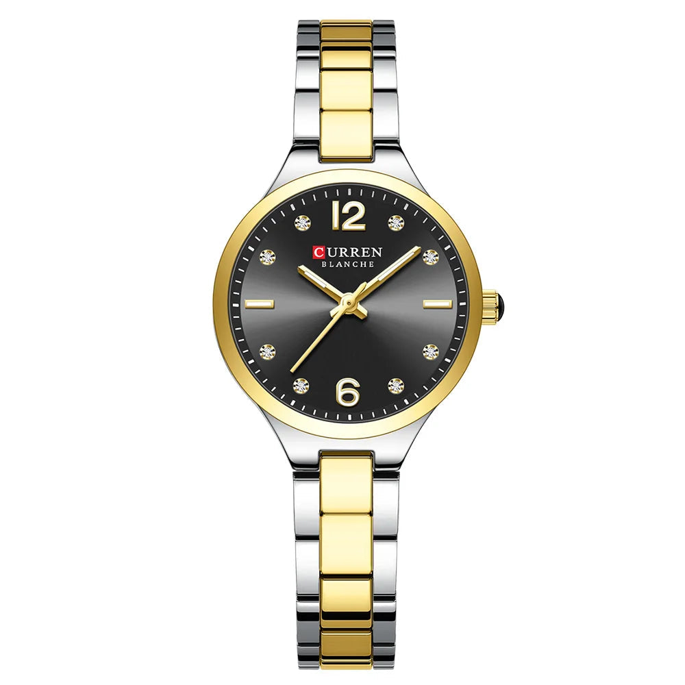 Curren relógios de marca de luxo para mulheres vestido simples quartzo relógio de pulso de aço inoxidável com mãos luminosas relógio feminino