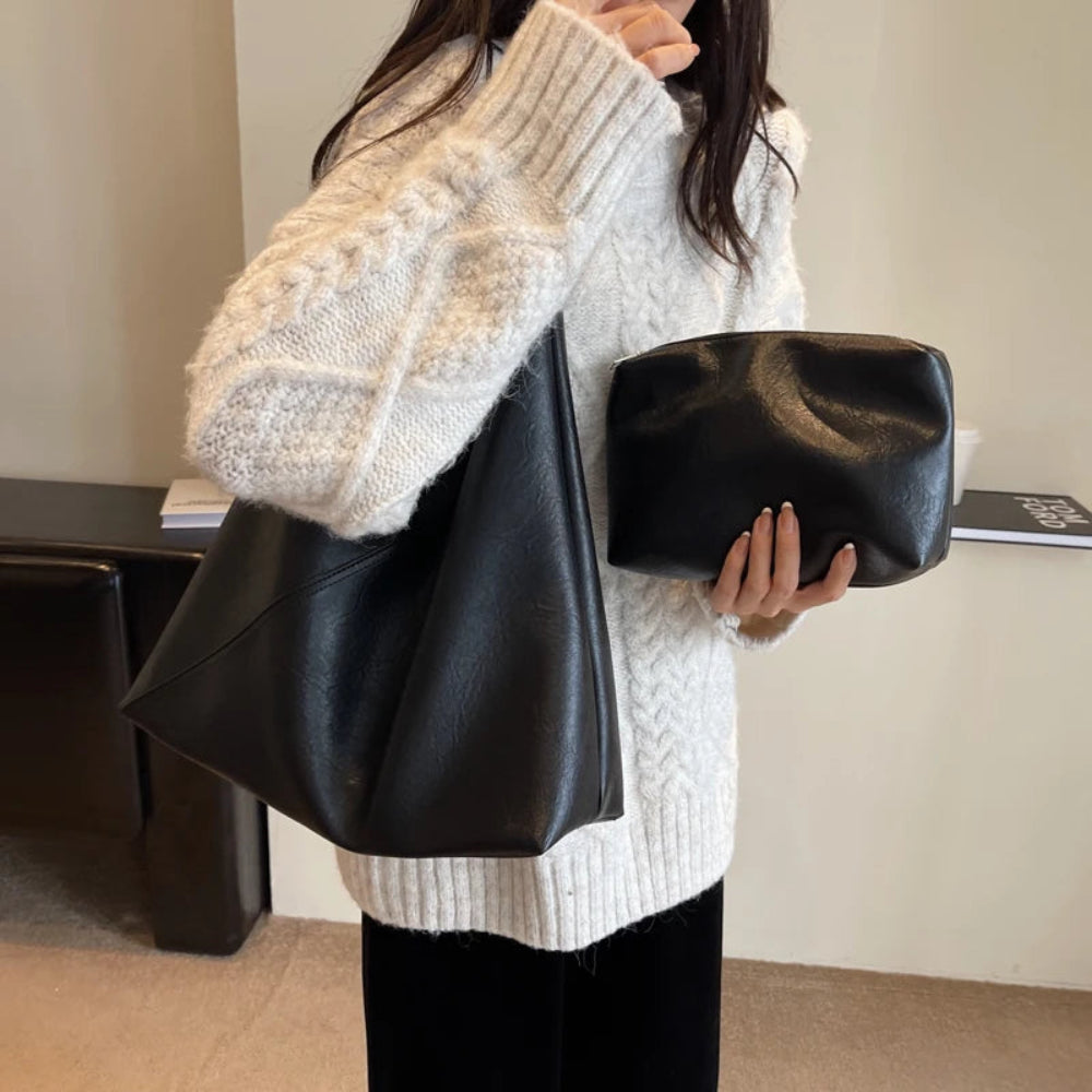 Leftside design de moda bolsa de ombro de couro para as mulheres 2023 tendência feminina simples grande axilas hobo bolsa bolsas e bolsas