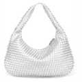 Novo couro vegano hobo saco artesanal tecido casual feminino meia lua bolsa grande capacidade retalhos zíper feminino tote sacos de ombro