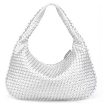 Novo couro vegano hobo saco artesanal tecido casual feminino meia lua bolsa grande capacidade retalhos zíper feminino tote sacos de ombro