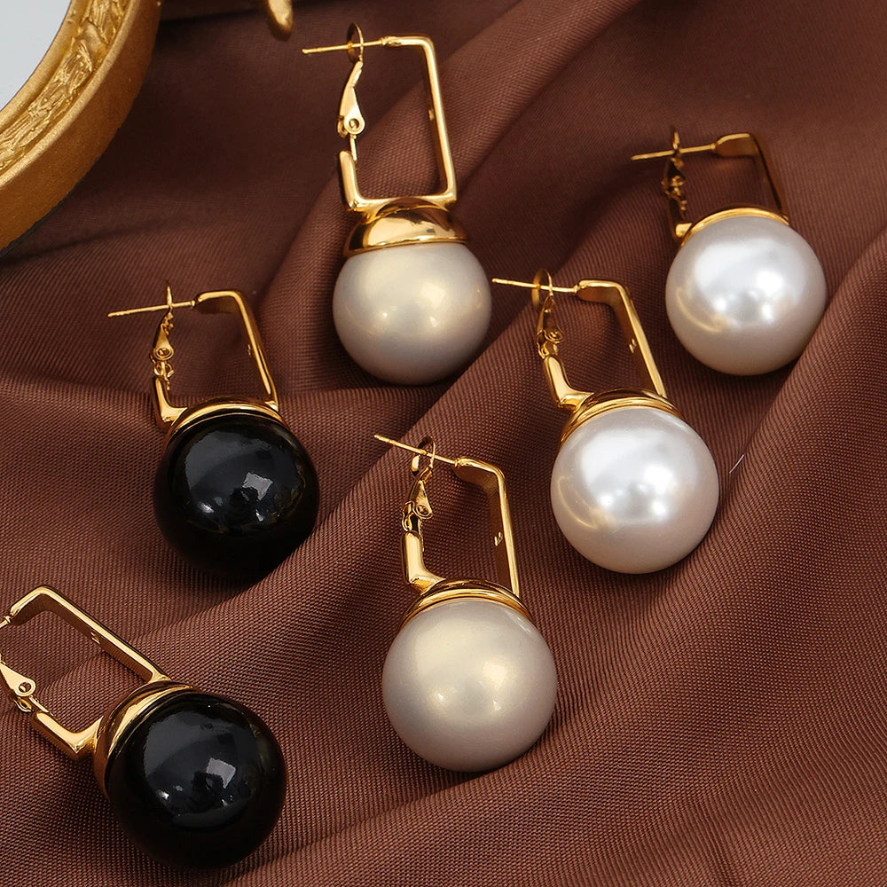 Brincos Pingentes de Aço Inoxidável com Ouro 18k