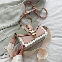 Moda corrente senhora estilingue saco com painéis cor couro do plutônio crossbody saco para as mulheres 2025 nova alça larga ombro saco do mensageiro senhoras