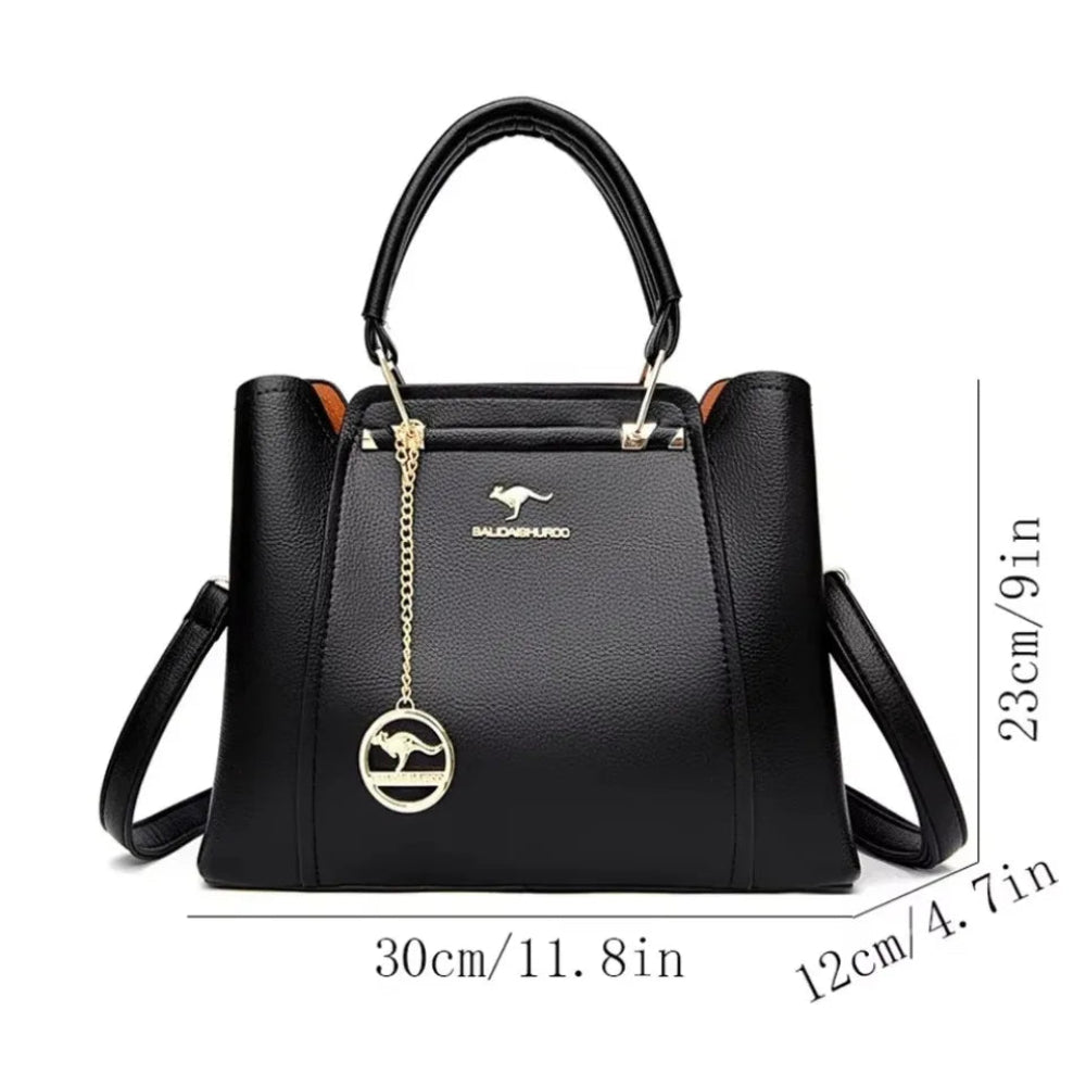 Bolsa de Couro Legítimo Luxuosa com Grande Capacidade e Design Elegante