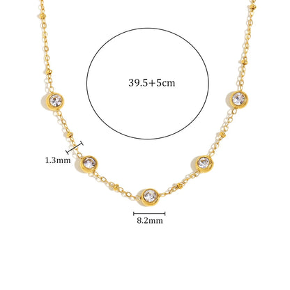 Ebbelle estilo minimalista mini redondo zircão pingente colar pvd banhado a aço inoxidável luxo feminino pescoço jóias