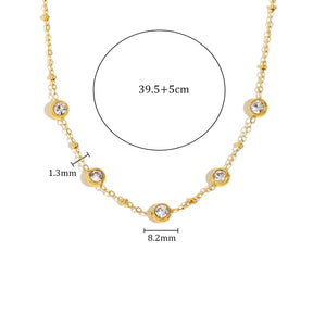 Ebbelle estilo minimalista mini redondo zircão pingente colar pvd banhado a aço inoxidável luxo feminino pescoço jóias