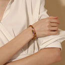 Pulseira Luxuosa de Zircão Multicolorido Banhada a Ouro