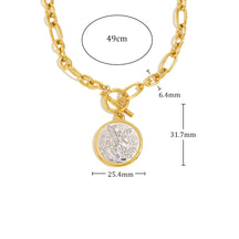 Ebbelle cor misturada ot fivela redonda anjo pingente colar pvd banhado a aço inoxidável feminino à prova dwaterproof água festa pescoço jóias