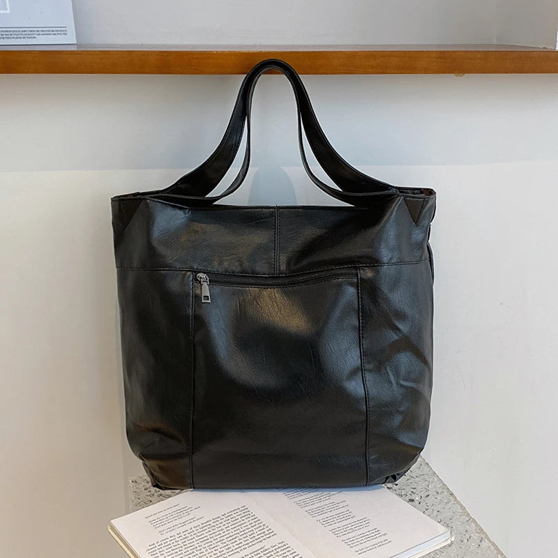 Leftside moda grande sacola de couro para as mulheres 2025 tendências femininas simples grande alta capacidade retro ombro bolsa lateral bolsas
