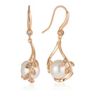 Brincos longos de pérolas Kinel Hot feminino, na moda 585 cor de ouro rosa, zircão natural, flor vintage, festa, joias diárias finas