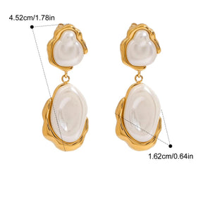 Brincos Geométricos de Pérola em Ouro 18K