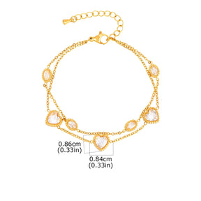 Pulseira de Zircônia Estrela e Coração em Camadas