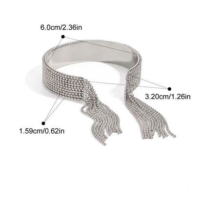 Pulseira Manguito Luxuosa com Borla em Ouro e Prata