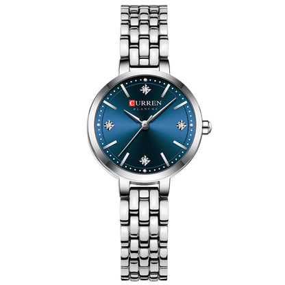 CURREN Luxo Feminino Strass Dial Relógio de Quartzo Banda de Aço Inoxidável Elegante Senhoras Relógios de Pulso