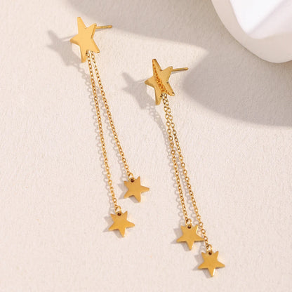 Ebbelle moda estrela borla brincos de aço inoxidável de alta qualidade banhado a pvd feminino estilo minimalista joias de orelha