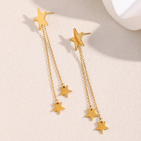 Ebbelle moda estrela borla brincos de aço inoxidável de alta qualidade banhado a pvd feminino estilo minimalista joias de orelha