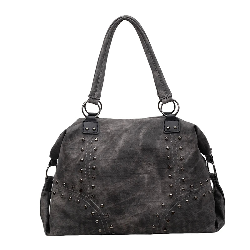 Leftside alta capacidade rebites design couro do plutônio travesseiro sacos para as mulheres 2025 novo estilo punk tendência feminina bolsa de ombro bolsas