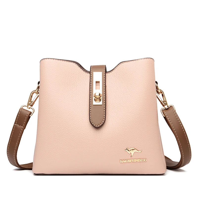 Bolsa Crossbody de Couro Sintético de Alta Capacidade
