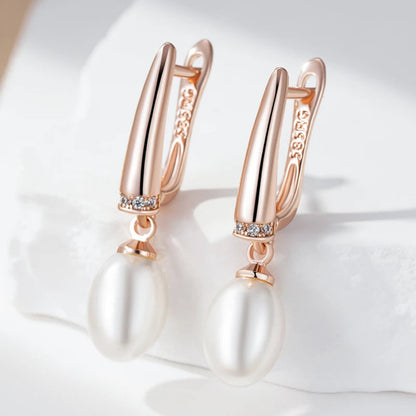 Brincos Geométricos de Pérola Luxo Rosé