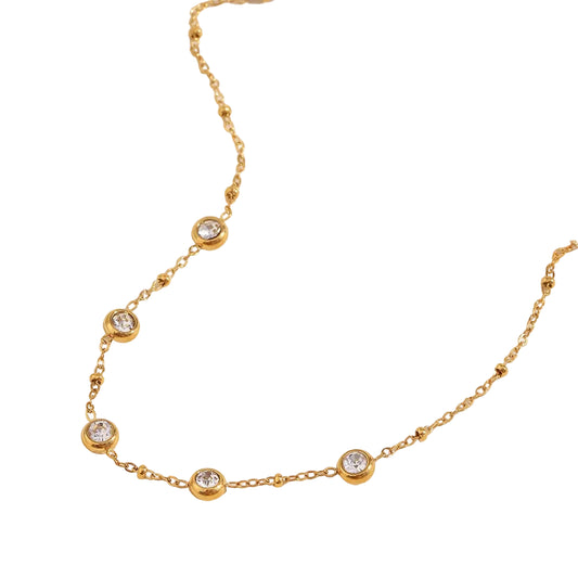 Ebbelle estilo minimalista mini redondo zircão pingente colar pvd banhado a aço inoxidável luxo feminino pescoço jóias