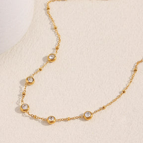 Ebbelle estilo minimalista mini redondo zircão pingente colar pvd banhado a aço inoxidável luxo feminino pescoço jóias