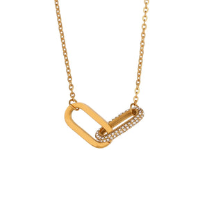 Colar Luxuoso com Pingente de Strass em Aço Inoxidável