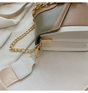 Moda corrente senhora estilingue saco com painéis cor couro do plutônio crossbody saco para as mulheres 2025 nova alça larga ombro saco do mensageiro senhoras