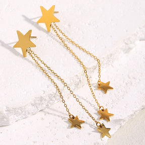 Ebbelle moda estrela borla brincos de aço inoxidável de alta qualidade banhado a pvd feminino estilo minimalista joias de orelha