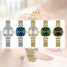 CURREN Luxo Feminino Strass Dial Relógio de Quartzo Banda de Aço Inoxidável Elegante Senhoras Relógios de Pulso