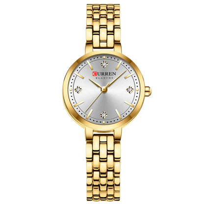 CURREN Luxo Feminino Strass Dial Relógio de Quartzo Banda de Aço Inoxidável Elegante Senhoras Relógios de Pulso