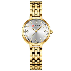 CURREN Luxo Feminino Strass Dial Relógio de Quartzo Banda de Aço Inoxidável Elegante Senhoras Relógios de Pulso