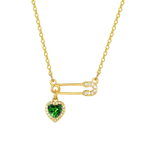 Colar de Pingente Coração Luxuoso com Zircônia e Ouro 18K