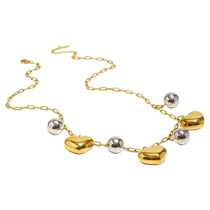 Ebbelle design especial cor dupla coração charme colar de aço inoxidável 18k banhado a ouro moda pescoço jóias acessórios