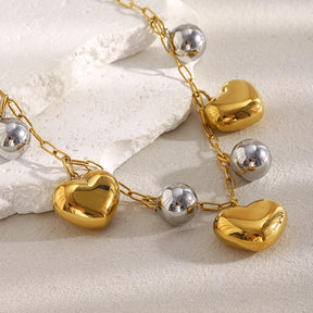 Ebbelle design especial cor dupla coração charme colar de aço inoxidável 18k banhado a ouro moda pescoço jóias acessórios