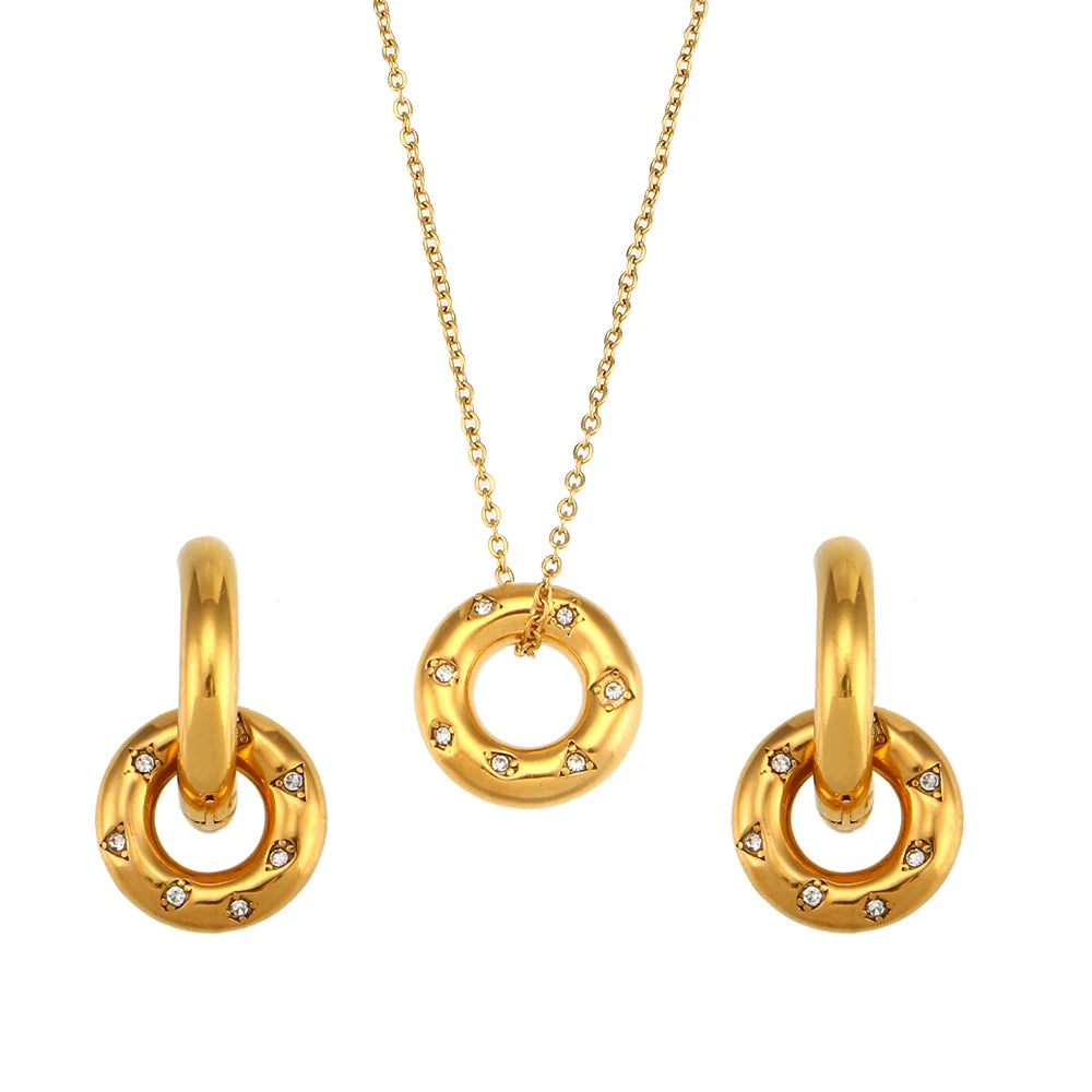 Conjunto de Joias E.B.belle Cristal Pavé Ouro