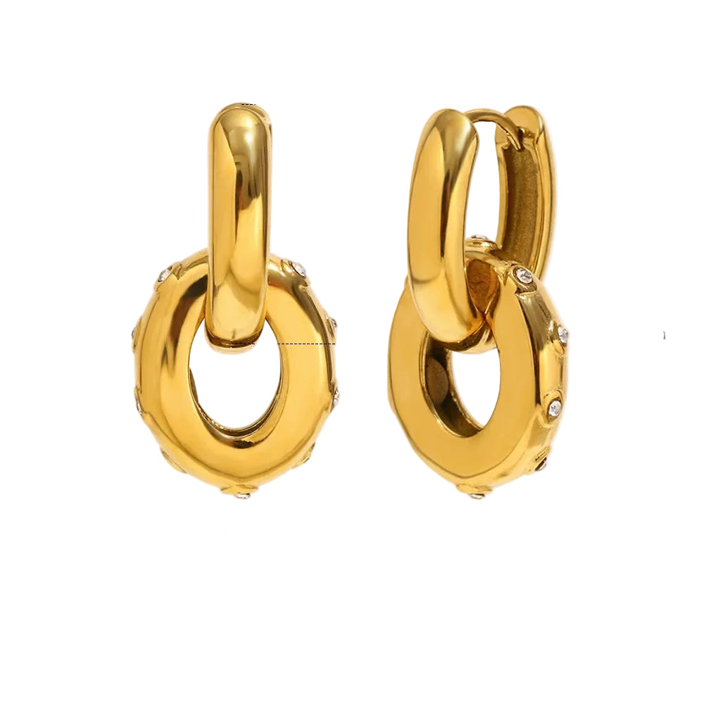Ebbelle Trendy Pequeno Oval Clear Zircon Hoop Brincos Mulheres 18K Banhado A Ouro Joias de Aço Inoxidável Joias de Orelha para Meninas
