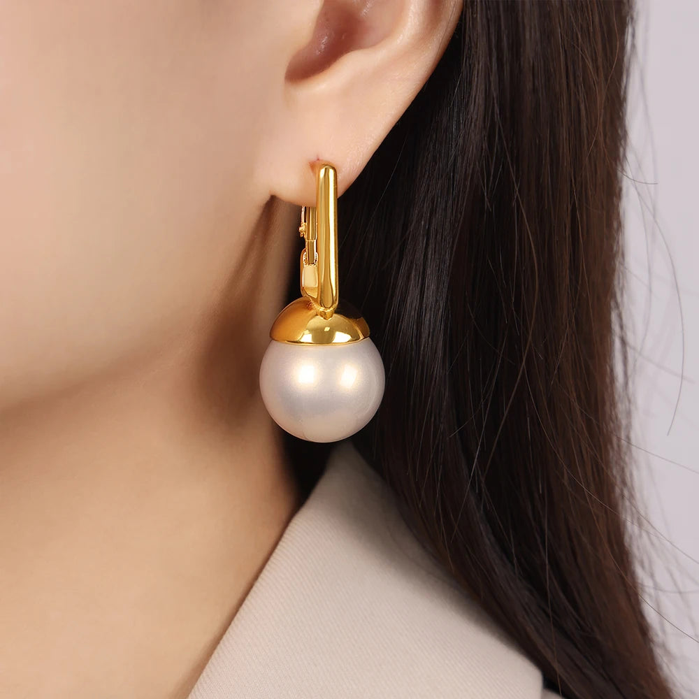 Brincos Pingentes de Aço Inoxidável com Ouro 18k