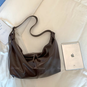 Leftside design de alta capacidade couro do plutônio hobo axilas sacos senhora inverno bolsa ombro para as mulheres 2025 luxo cor sólida bolsas