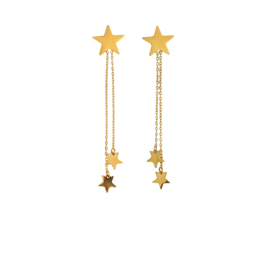 Ebbelle moda estrela borla brincos de aço inoxidável de alta qualidade banhado a pvd feminino estilo minimalista joias de orelha