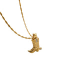 Punk hiphop ocidental cowboy cowgirl botas pingente colar retro banhado a ouro cz link correntes colar colares meninas presentes