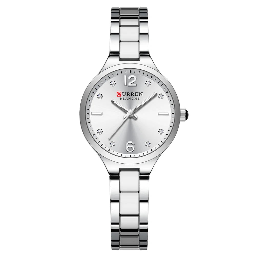 Curren relógios de marca de luxo para mulheres vestido simples quartzo relógio de pulso de aço inoxidável com mãos luminosas relógio feminino