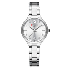 Curren relógios de marca de luxo para mulheres vestido simples quartzo relógio de pulso de aço inoxidável com mãos luminosas relógio feminino