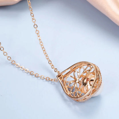 Colar Luxuoso de Pérola e Zircão em Ouro Rosa 585